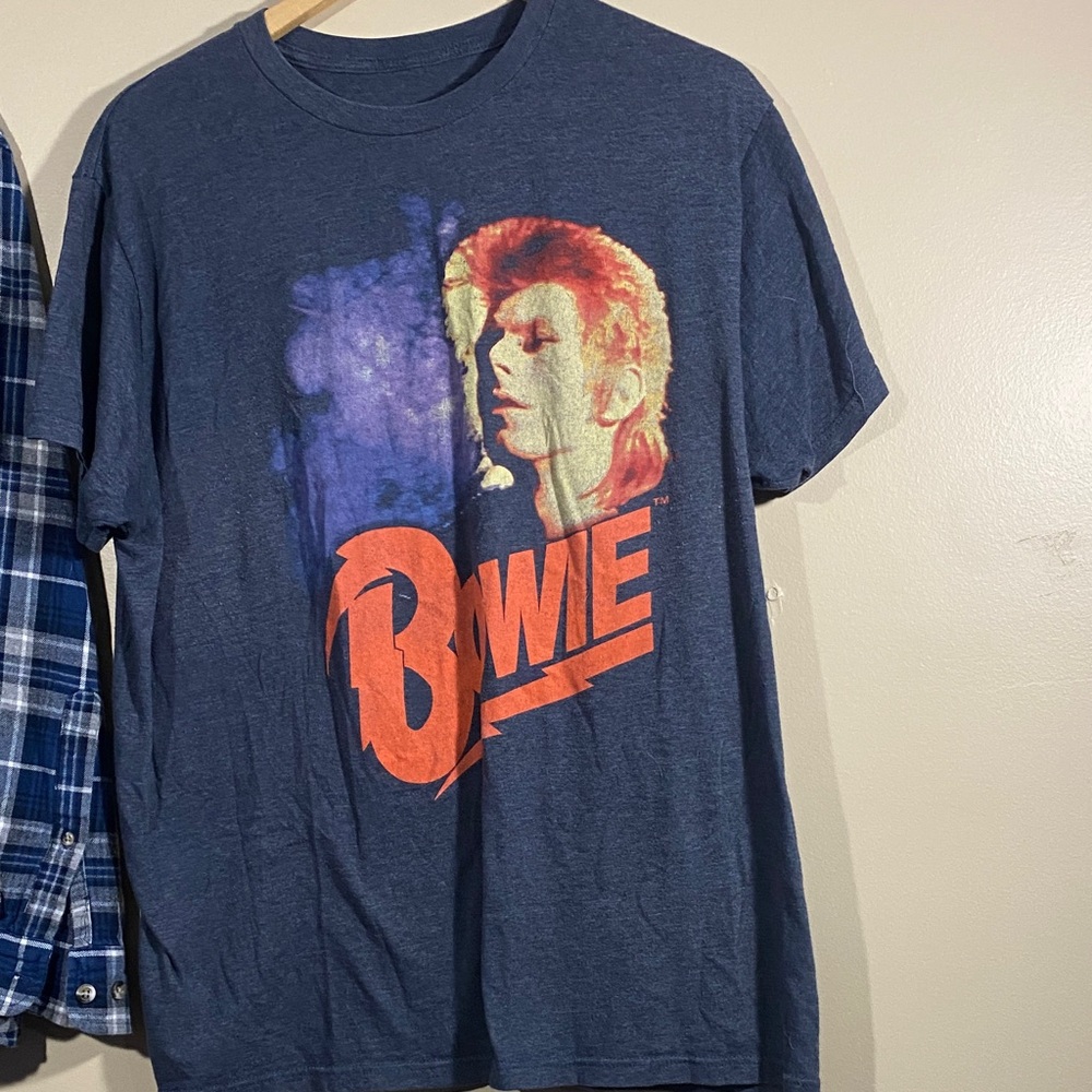 Bowie Graphic Tee dark Grey Black XL David Retro Ziggy